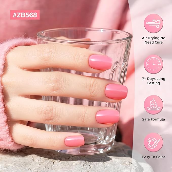 10ml 6 Colors Red Rose Pink Nail Polish Set Romantic Color Series Nail Polish Quick Dry Long Lasting Valentine's Day Gift for Her