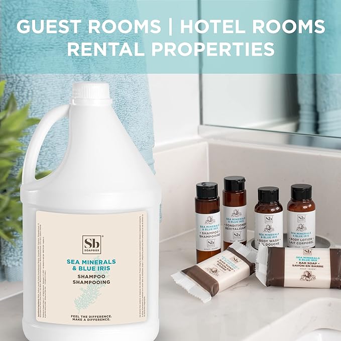 Soapbox Sea Minerals & Blue Iris Shampoo, Vegan, Color Safe, Harsh Harsh Sulfate Free & Silicone Free Hair Shampoo Refill for Home & Professional Use - Gallon Size