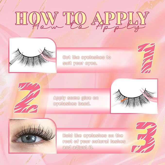 Ahrikiss Lashes Wispy False Eyelashes Natural Look Cat Eye Lashes 8 Pairs Faux Mink Lashes Lightweight Eyelashes Kit with Lash Glue and Lash Tweezers Soft Fake Lashes (Ethereal)