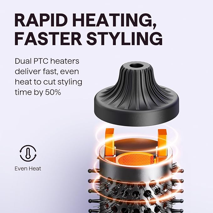 Wavytalk Thermal Brush Blowout Boost Grande, 1.77 Inch Heated Round Brush for Long Hair, Tourmaline Ceramic Negative Ion Technology Reduce Hair Damage, Dual Voltage Black