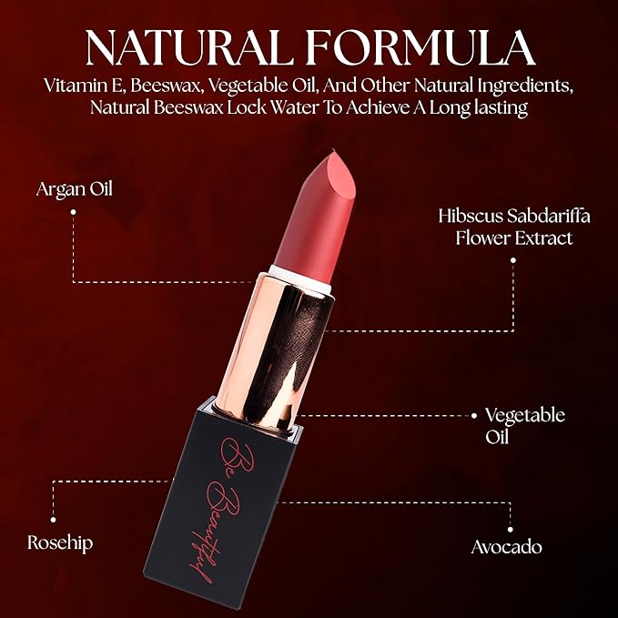 lipstick provides smooth application, hydration and moisture to the lips with long lasting wear, non-sticky, glides on,provides maximum color organic sea butter(sangria)