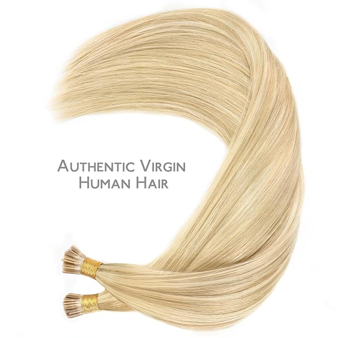 WENNALIFE I Tip Hair Extensions Real Human Hair, 100g 200s 16 Inch Light Blonde Highlighted Golden Blonde Remy Itip Human Hair Extensions Invisible Itips Straight I Tips Cold Fusion Extensions
