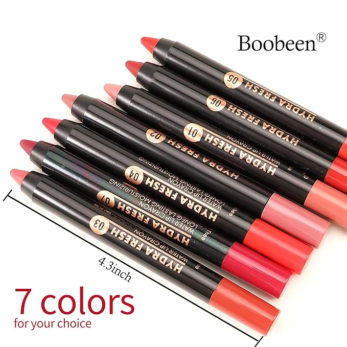 Boobeen Matte Lip Crayon Lipstik Pencil Velvety Creamy Matte Lip Liner Full Coverage High Pigment Waterproof Long Lasting Lipstick for Women, Matte Lip Color with Smooth