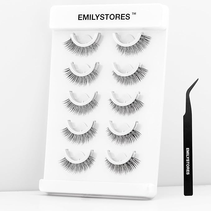 Self Adhesive Lashes Stick Eyelashes Wispy Light Pre-Glued Eyelash 5 Pairs with Applicator (DLP01)