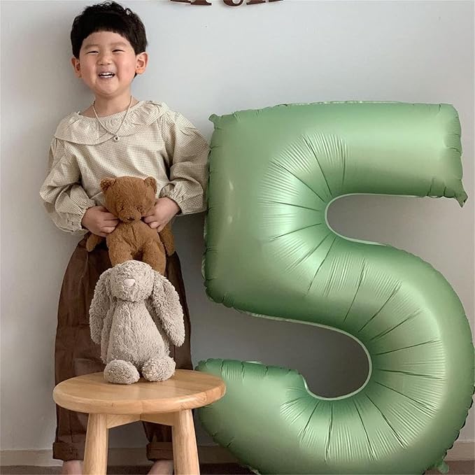 40 Inch Balloon Number 0 Sage Green, Large Foil Olive Green Number Balloons Set 0-9, Digital 0 Helium Balloons for Boys Girls 10th 20th Birthday Anniversary Jungle Safari Party Decoration Supplies