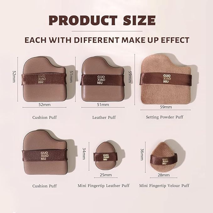 6pcs Powder Puffs Set With Case, Makeup Powder Puff, Velour Makeup Puff, Setting Powder Puff, Reusable & Washable, Ideal For Foundation, Powder Cream, Setting, Christmas Gifts For Women