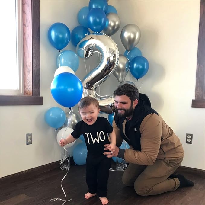 40'' Silver Number 7 Balloons, Self Inflating Foil Number Balloons Set 0-9 for Women Men, Large Digital 7 Helium Balloon for Girls Boys 7th Birthday Party New Year Decorations Anniversary Supplies