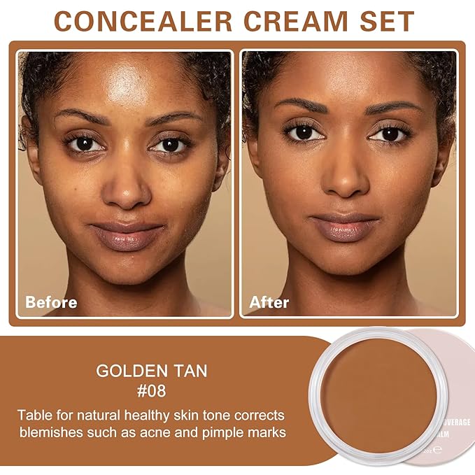 Under Eye Concealer Full Coverage,Under Eye Corrector for Dark Circles,Pot Concealer for Older Women,Teenagers,Middle-aged,Corrector de Ojeras,Waterproof Under Eye Brightener (08 GOLDEN TAN)