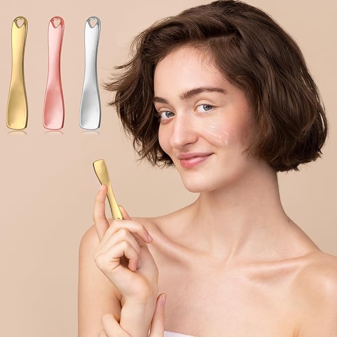 6 PCS Mini Metal Makeup Spatula, Reusable Skin Care Cosmetic Spatula Facial Applicator Tool Beauty Spatula Cosmetic Spatula for Face Mask Cream Lotions Moisturizers(Silver Gold Rose Gold)