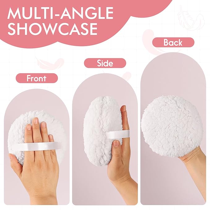 WSYUB Powder Puff, 6 Inch Body Powder Puff, Extra-Large Powder Puff,Soft Powder Puffs for Body Powder,White