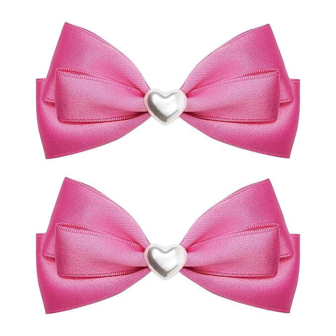 2pcs Pink hair bows for girls, cute bow hair clips for women, hot pink hair bow with alligator hair clip, christmas and valentines hair bows, hair accessories for girls