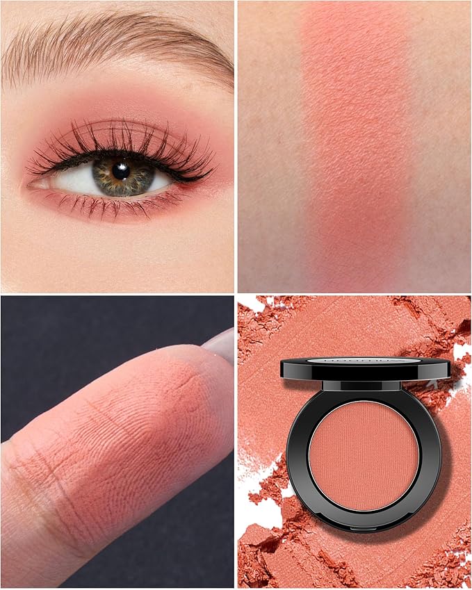 Single Salmon Eyeshadow Matte Handmade Pressed Eyeshadow Palette Long Lasting With No Creasing Pigmented Red Eye Shadow (Salmon)