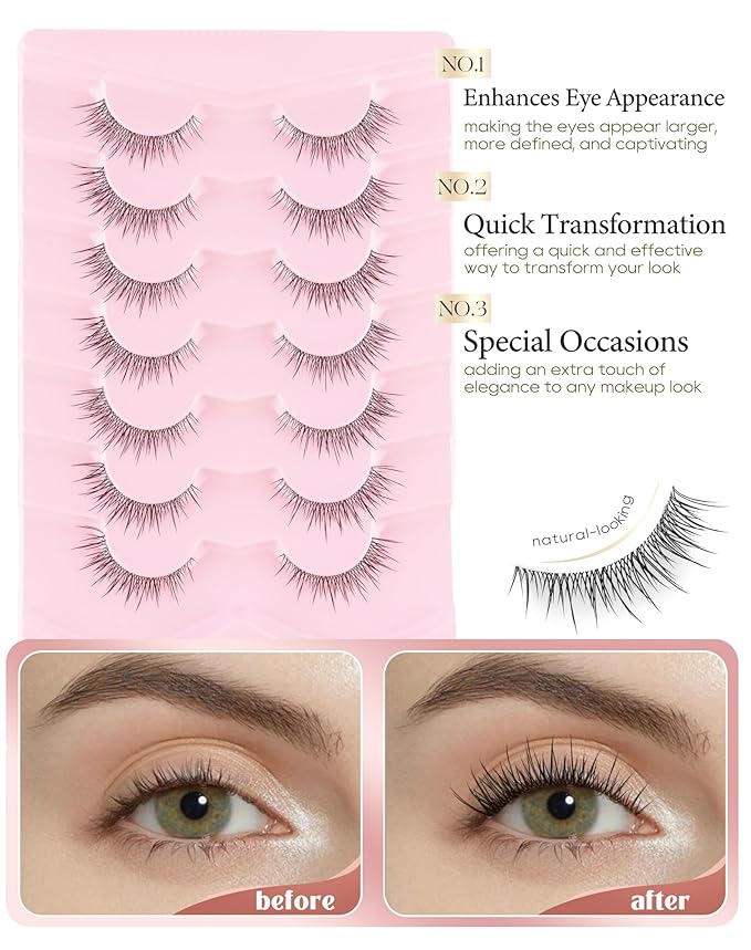 Asian Korean Lashes Wispy Natural Eyelashes Short Fake Lashes M-26