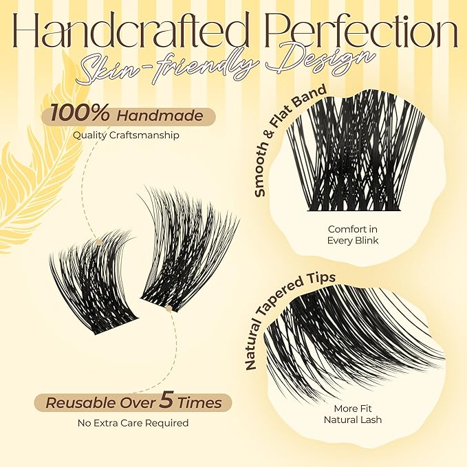 PopUp Lash-Extension-Clusters, Volume Lash Clusters 9-18mm mix Fluffy Lash Extension D Curl Individual Lashes DIY Clusters Lashes Extension at Home NM03