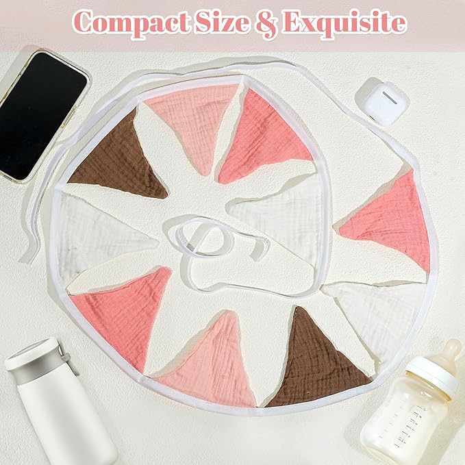 2PCS Pennant Banner Flags, Fabric Bunting Banner Nursery Garland Decor, Baby Shower Garland, Triangle Flags for Baby Boy Room, Playroom, Boho Birthday Party Decor, Each 7.75 ft (White Pink)