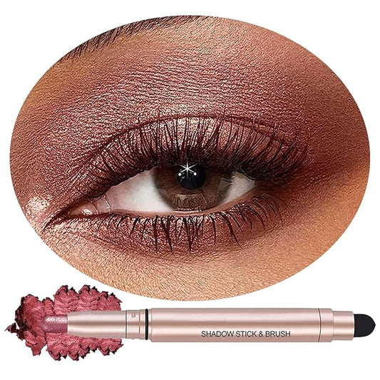 Eyeshadow Stick Makeup, Waterproof Hypoallergenic Long Lasting Cream Eye Shadow Pencil, Highlighter Matte Crayon eyes liner, Glitter Primer Palette Shimmer Eyeliner Pen, Brownish Red