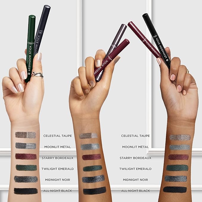 L'Oreal Paris Makeup Le Shadow Stick Eyeshadow, Blendable, Smudge-Resistant, Smokey Cream Eyeshadow, 490 All Night Black