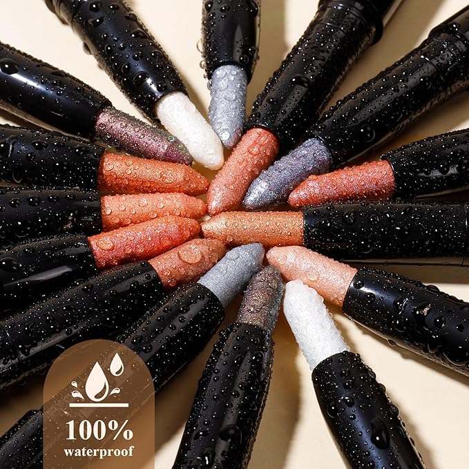 Longwear Cream Eye Shadow Sticks(65 Snowflake Shimmer), Smudge-Proof, Waterproof Eyeshadow,Silky Formula Glitter With Makeup Brush,Pure White