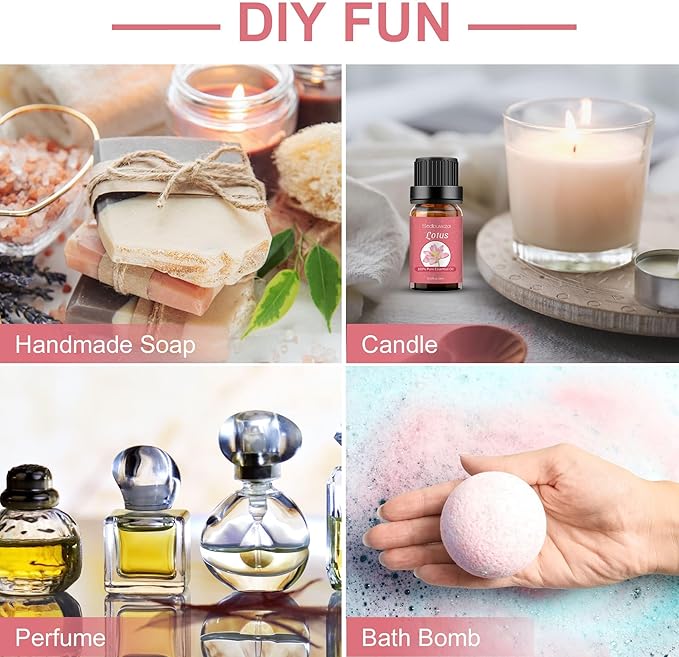 Sedbuwza Lotus Essential Oil, Pure Organic Lotus Fragrance Oil for Diffuser, Humidifier, Soap, Candle, Perfume