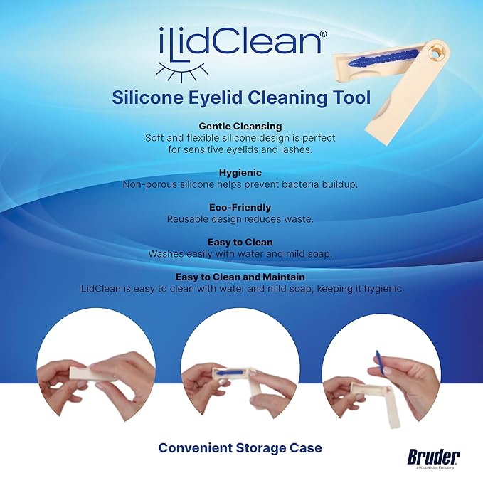 ILidClean Silicone Eyelid Cleaning Tool, Remove Lid Margin Debris Including Waxy Mascara Residue, Lash Gluesbiofilm, Makeup, Reusable, Compact and Portable1/pkg