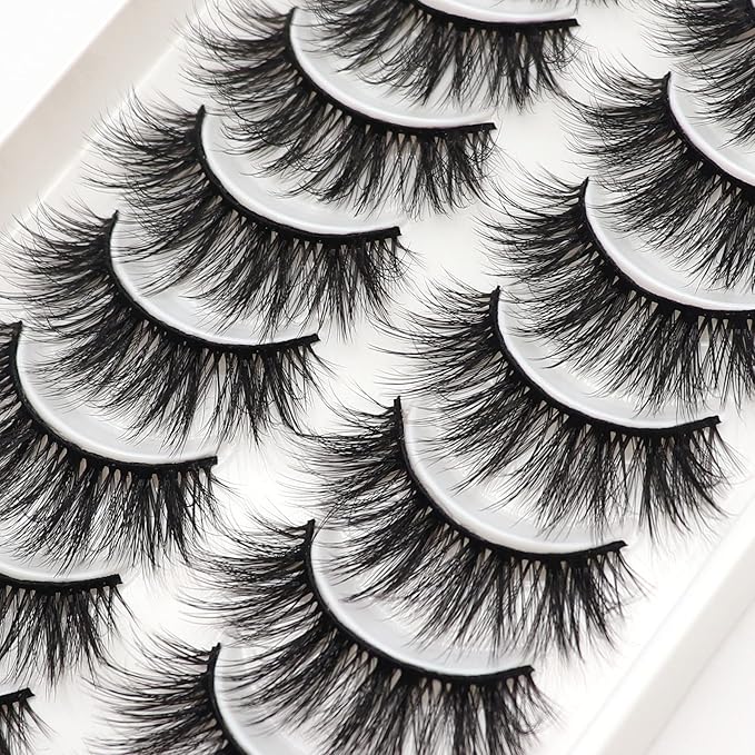 Veleasha Lashes Fluffy Wispy Faux Mink Eyelashes Criss-cross False Lashes 10 Pairs Pack Fake Eyelashes for Women (6D04)