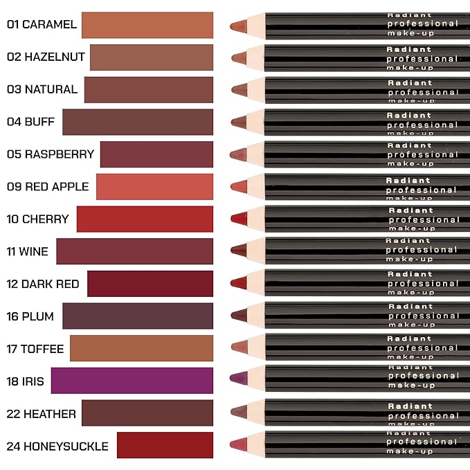 Radiant Professional Waterproof Lip Liner Pencil - Long Lasting Lip Liner for Defined Lips - Soft & Creamy Lipliner with Vitamin E - 1.20 gr, (22 HEATHER)