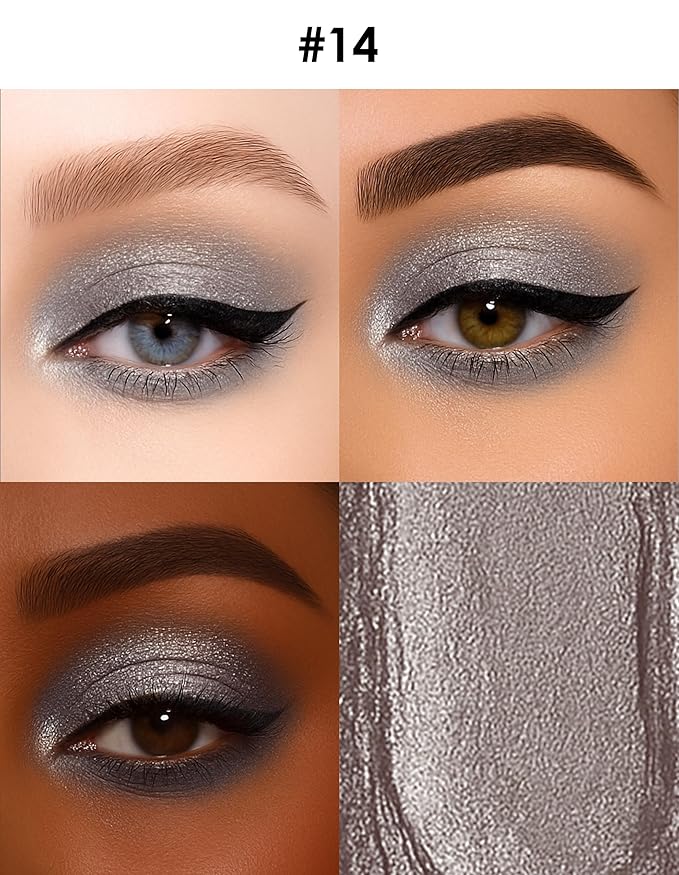 Erinde Shimmer Cream Eyeshadow Stick, Long Lasting Metallic Eye Shadow Sticks, Waterproof Creamy Glitter Eyeshadow Pencil, High Pigmented Blendable Neutral Eye Makeup, 14 Taupe Shimmer