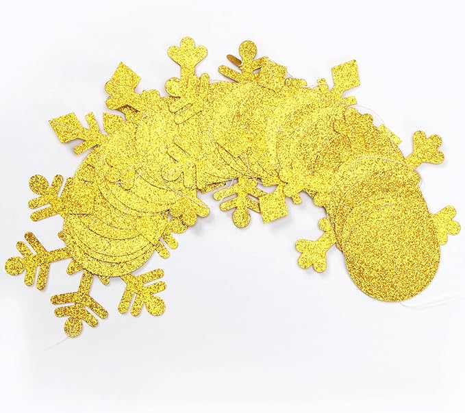 Snowflake Snow Gold Christmas Party-Decorations Garland - 61Ft Winter Wonderland Frozen Hanging Paper Streamers Banner,Birthday New Year Supplies Decor Ouruola
