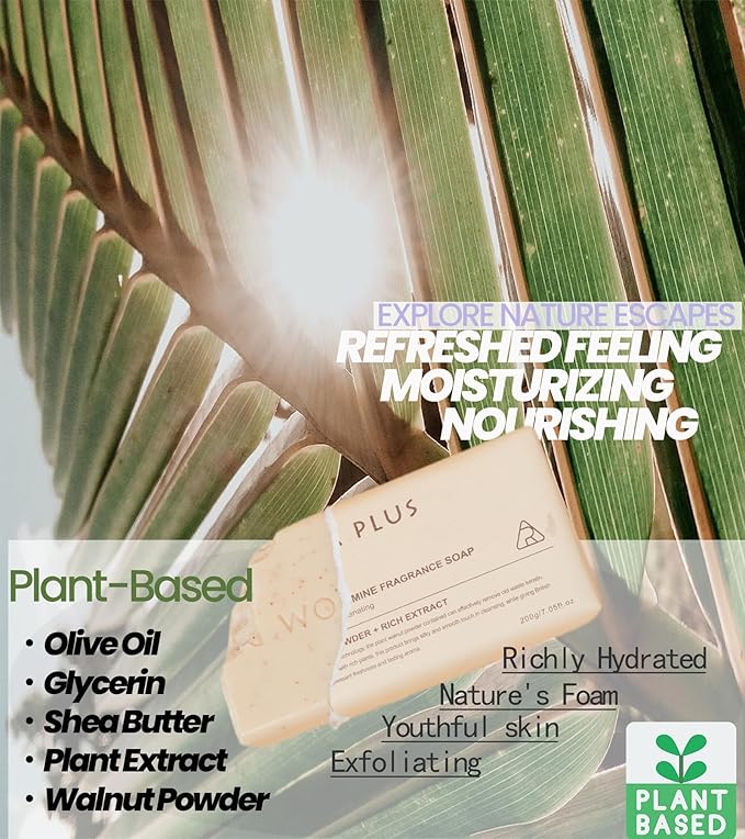 YESUN Fragrance Bar Soap, Big Brick of Bath Soap,Made with Organic Oils, 3-pack,1.3lb,Natural Soap Bar,Moisturizing clean, Floral Scent,Walnut Powder Exfoliates ROOMPLUS (Jasmine)