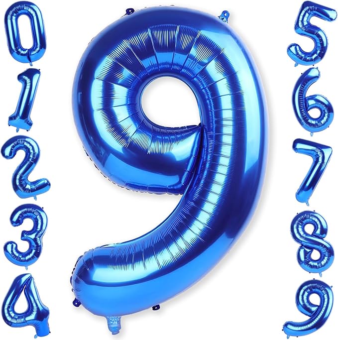 40 Inch Navy Blue Numbers 9 Balloons, Large Self Inflating Dark Blue Digital 9 Helium Balloon, Giant Foil Mylar Number 9 Balloons for Women Men Girls Boys 9th Birthday Party Anniversary Decorations