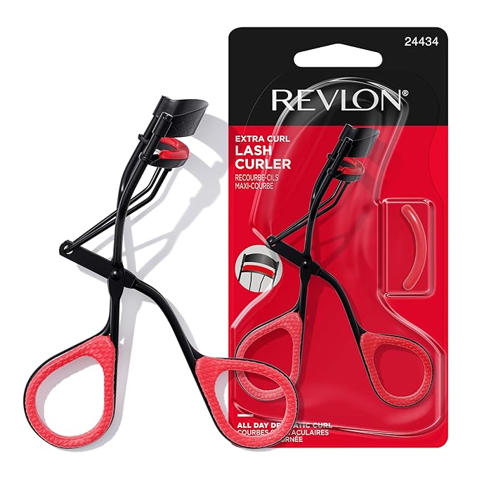 Revlon Extra Curl Lash Curler, Gives an All Day Dramatic Curl, with Finger Grips for a Non Slip Grip, Easy to Use, 1 Count