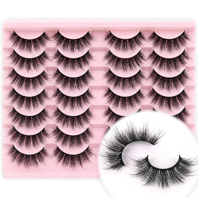 Veleasha Lashes 3D Faux Mink Lashes Fluffy False Eyelashes Natural Look 14 Pairs Lashes Pack Luxury Wispy Fake Eyelashes (815-Z)