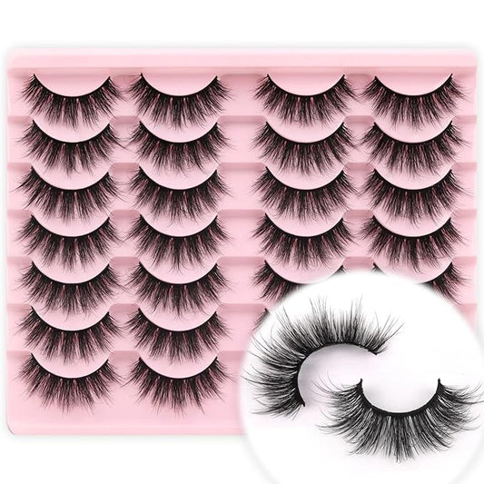 Veleasha Lashes 3D Faux Mink Lashes Fluffy False Eyelashes Natural Look 14 Pairs Lashes Pack Luxury Wispy Fake Eyelashes (815-Z)