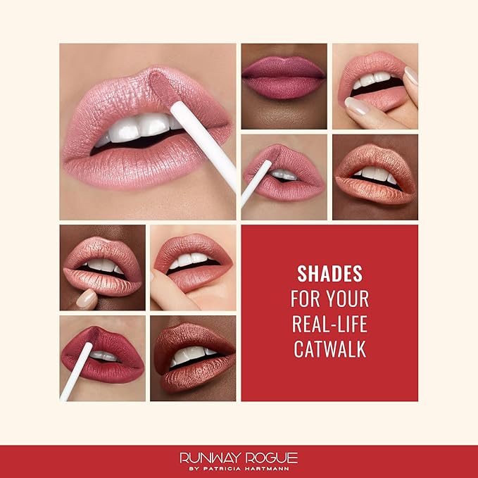 Runway Rogue Silk Glam Liquid Lipstick, Long Wear Frosted Pale Golden-Nude Lipstick, ‘Couture’