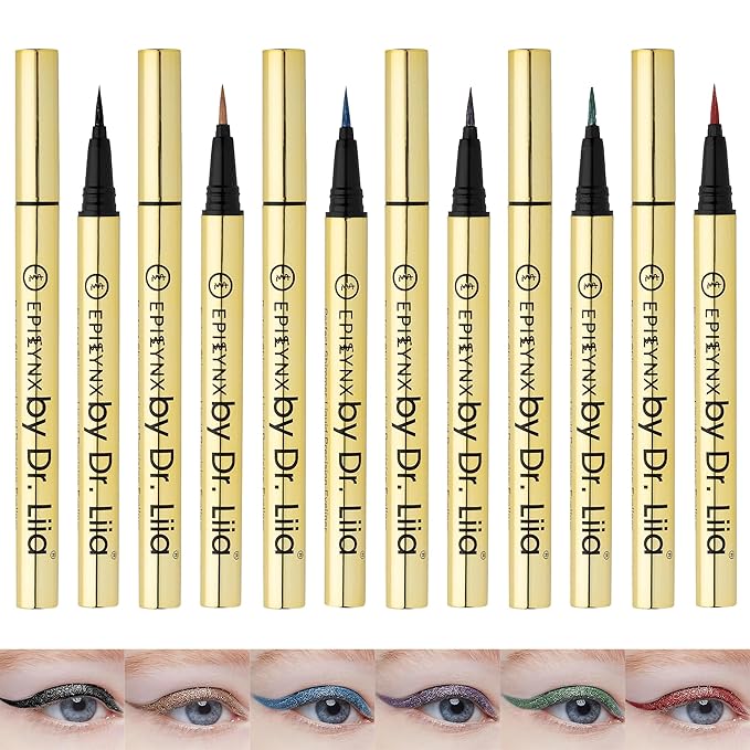 EPILYNX Waterproof Eyeliner - Smudge-Proof Liquid Eyeliner Pen with Precision Tip for Smooth, Long-Lasting Application - Vegan, Hypoallergenic & Gluten-Free Eye Liner - 6 Shades 2mL each Gift Set