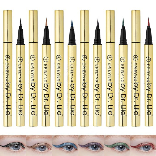 EPILYNX Waterproof Eyeliner - Smudge-Proof Liquid Eyeliner Pen with Precision Tip for Smooth, Long-Lasting Application - Vegan, Hypoallergenic & Gluten-Free Eye Liner - 6 Shades 2mL each Gift Set