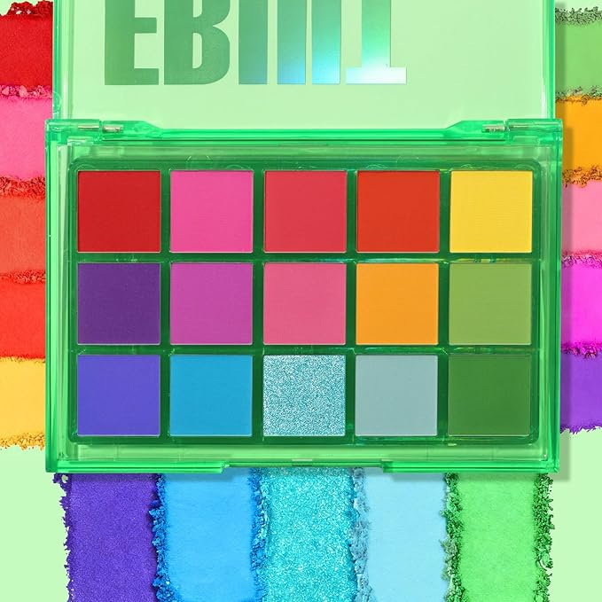 UCANBE Bright Colorful Neon Rainbow Makeup Eyeshadow Palette 15 Shades Green Purple Yellow Make Up Pallets Kit Vibrant Shimmer Matte Pigmented Blendable - Fruit Punch