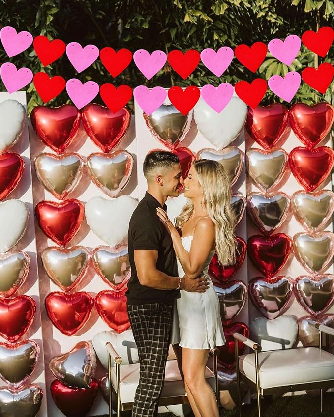 Red Pink Heart Banner Garland