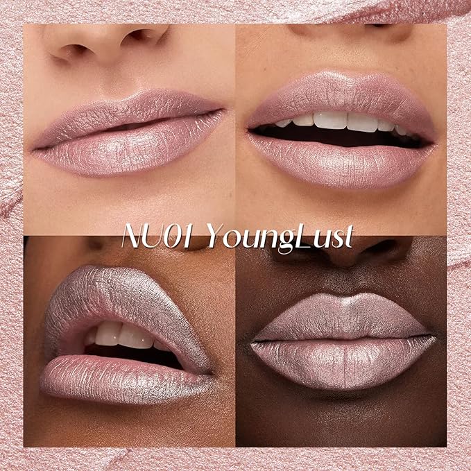 FOCALLURE Metallic Liquid Lipstick,Non Stick Cup Lip Gloss,High Impact Lip Color with Transfer-proof Wear,Long Lasting & Waterproof Lipstick Makeup for Women,YoungLust