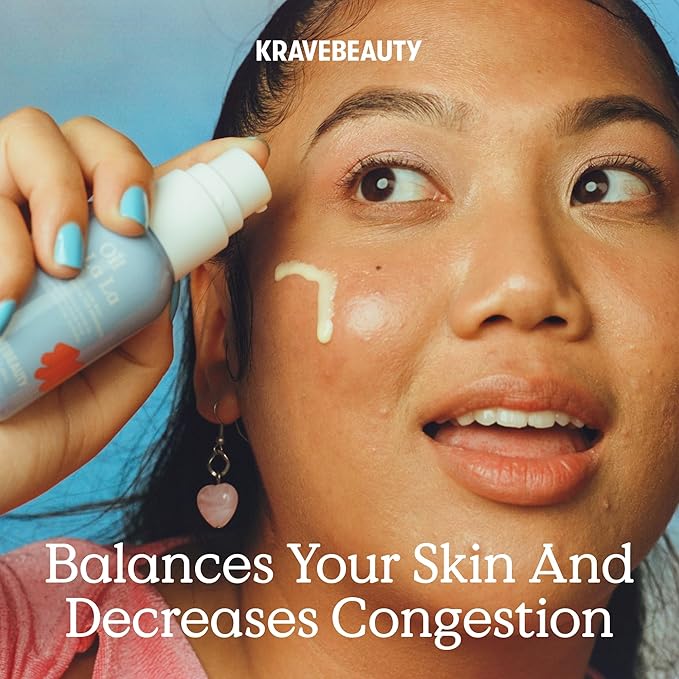 KraveBeauty Jumbo Oil La La, Linoleic Acid-Rich Oil Serum For Breakouts & Clogged Pores, Contains Non-Comedogenic Oils, Improves Dark Spots & Scars, Vegan & Cruelty Free, 3.38 fl oz