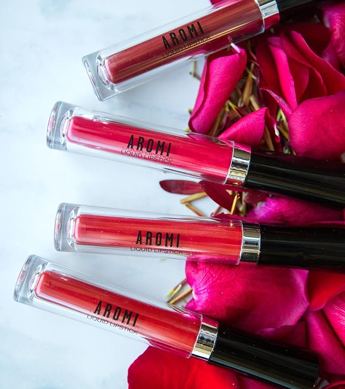 Aromi Bright Red Matte Liquid Lipstick | Red Hot Lip Color, Vegan, Cruelty-free, Long-lasting Lipstick, Waterproof, Handmade (Preppy Red)