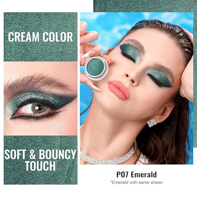 Oulac Shimmer Cream Eyeshadow also for Highlighter Blendable Eye Shadow Waterproof&Long Lasting with Moisturizing Formula Soft Shimmer Eye Make-up,Vegan & Cruelty-Free,6g P07