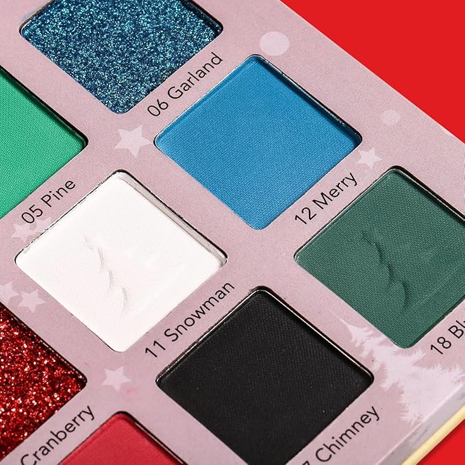 DE'LANCI Multichrome Red Green Eyeshadow Pallet,18 Colors Highly Pigmented Matte Shimmer Christmas Makeup Palette, Red Green Gold Fine Pressed Glitter Shades for Cosplay Parties Christmas Halloween