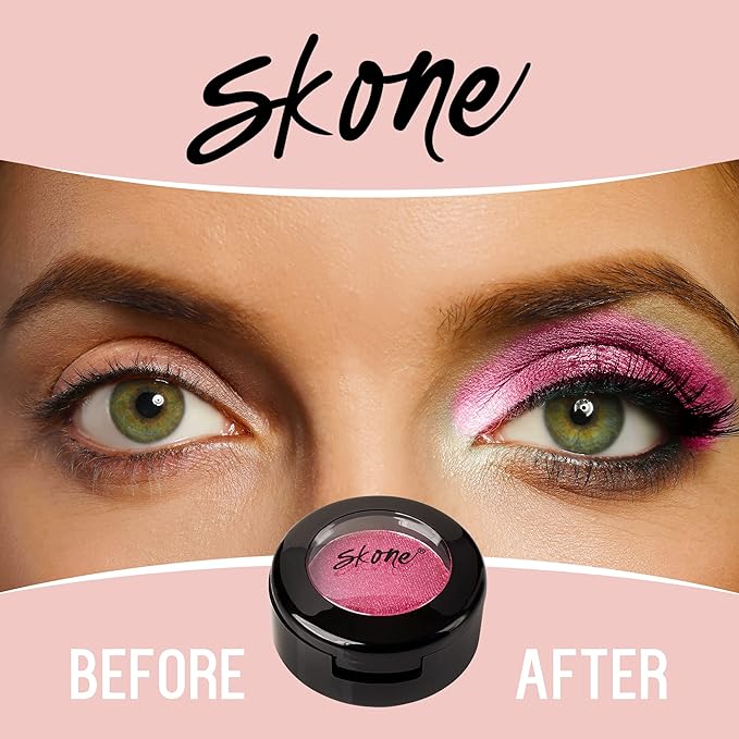 Skone Cosmetics Gems Eye Shadow, Highly Pigmented, Longwear Eye Makeup, Single Eyeshadow with Pro Shimmery Finish - Ultra-Blendable, Slightly Shimmer Shades - PinkEyeshadow - Strawberries