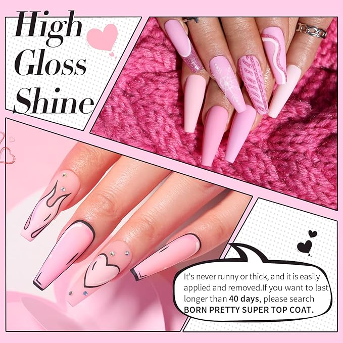 Born Pretty Pink Gel Nail Polish Set 6 Colors Sweet Lovely Nude Pink White Colors Nail Art DIY Manicure Salon Home 7ML
