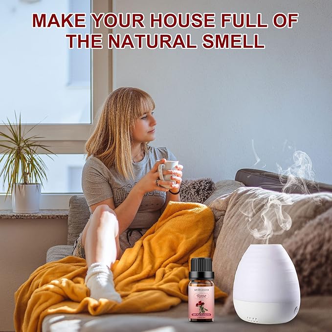 Sedbuwza Rose Essential Oil, 100% Pure Organic Rose Fragrance Oil for Diffuser, Humidifier, Soap, Candle, Perfume - 10ml