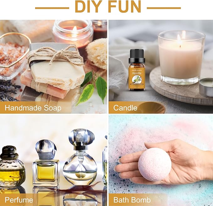 Sedbuwza Vanilla Essential Oil, Pure Organic Vanilla Fragrance Oil for Diffuser, Humidifier, Soap, Candle, Perfume