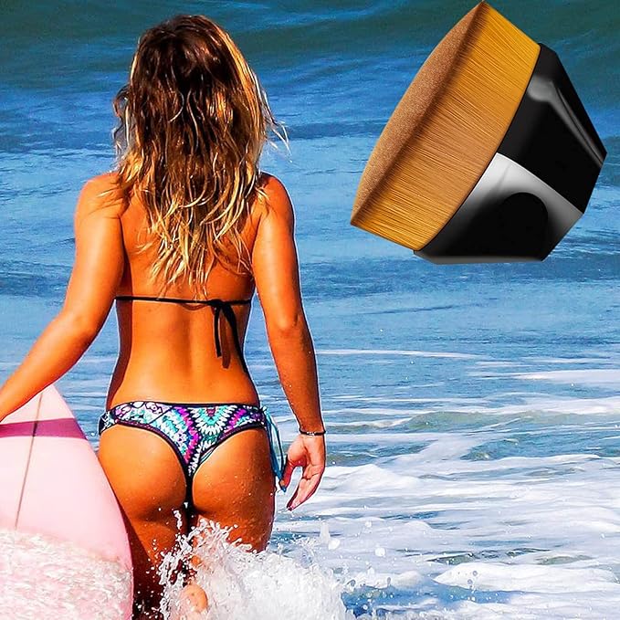 Self Tanner Face Applicator Sunless Tan Flat Top Kabuki Tanning Brush with 200,000 High Density Ultra Soft Nylon Bristles, Black