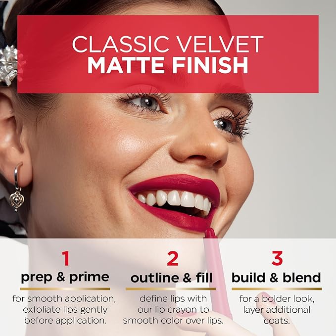 Mirabella - Velvet Matte Lip Crayon, Retractable Highly-Pigmented 2-in-1 Makeup, Long-Lasting Hydrating Lipstick Crayon + Lip Liner, Moisturizing Cream-to-Matte Lipcare Formula, Mystic Mauve