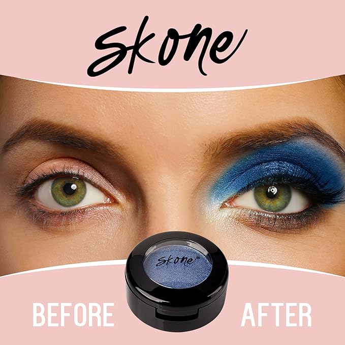 Skone Cosmetics Gems Eye Shadow, Highly Pigmented, Longwear Eye Makeup, Single Eyeshadow with Pro Shimmery Finish - Ultra-Blendable, Slightly Shimmer Shades - Blue Eyeshadow - Kisses